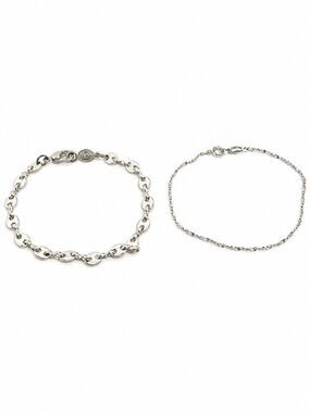 VINTAGE NAPIER BRACELETS Silver Tone Mariner Link Dainty Rope Chain Signed Set